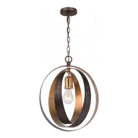 Crystorama English Bronze / Antique Gold Luna One Light Globe Pendant 580-EB-GA